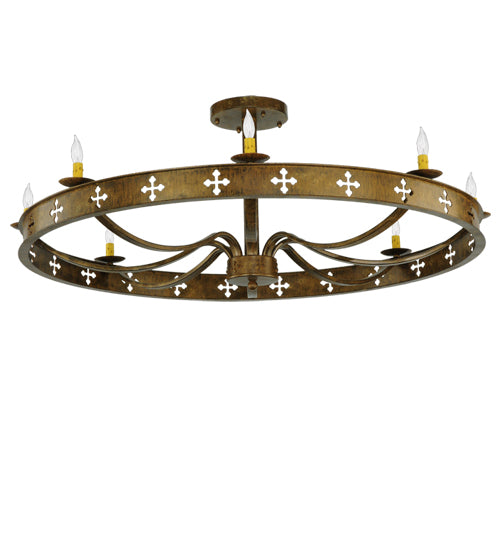 48" Wide Byzantine 8 Light Semi-Flushmount