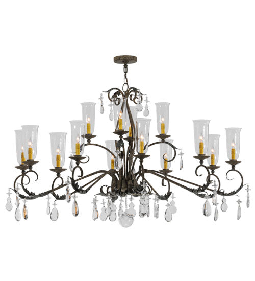 62" Long Windsor 14 Light Oblong Chandelier