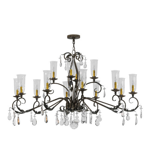 62" Long Windsor 14 Light Oblong Chandelier