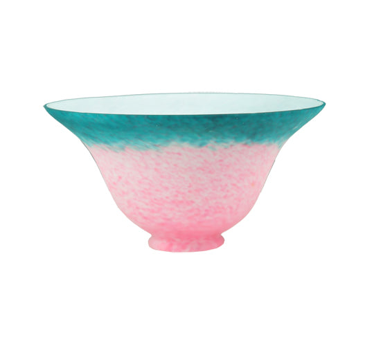 7.5"W Pink/Teal Pate-De-Verre Bell Shade