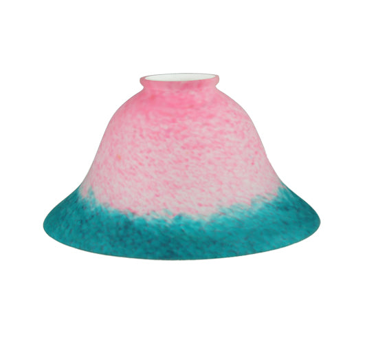 7.5"W Pink/Teal Pate-De-Verre Bell Shade