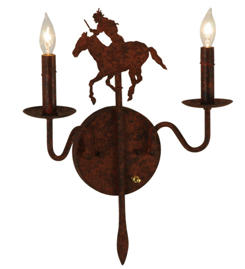 13" Wide High Plains Rider 2 Light Wall Sconce