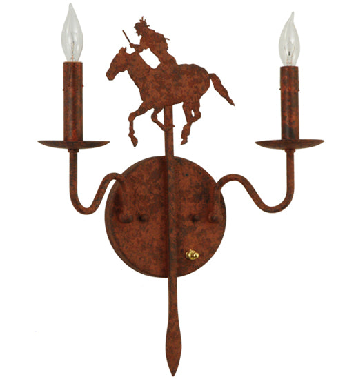 13" Wide High Plains Rider 2 Light Wall Sconce