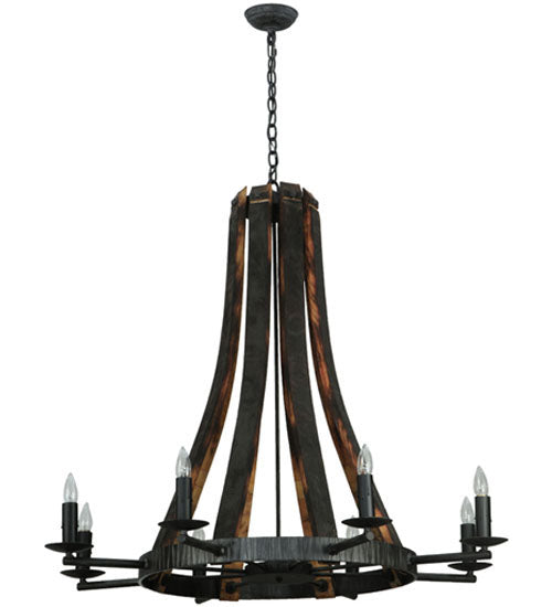 42" Wide Barrel Stave Madera 8 Light Chandelier