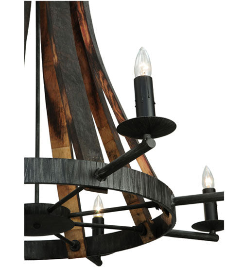 42" Wide Barrel Stave Madera 8 Light Chandelier