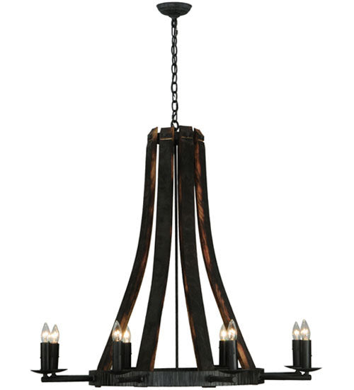 42" Wide Barrel Stave Madera 8 Light Chandelier