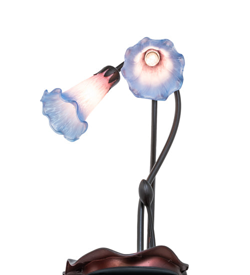 16" High Pink/Blue Pond Lily 2 Light Accent Lamp