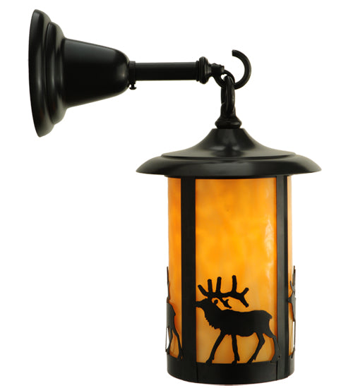 8"W Fulton Elk Hanging Wall Sconce