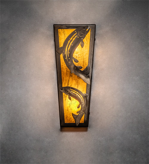 5" Wide Leaping Trout Wall Sconce