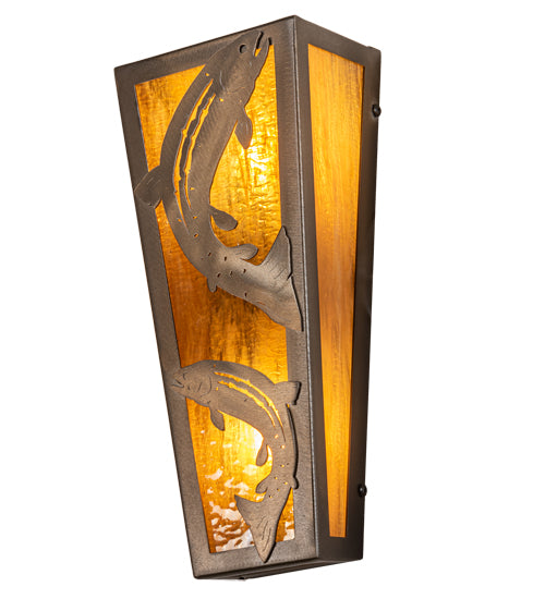 5" Wide Leaping Trout Wall Sconce