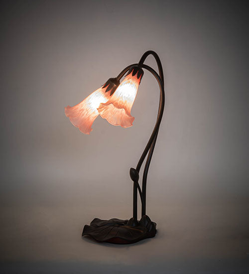 16" High Pink Pond Lily 2 Lt Accent Lamp