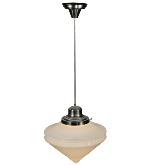 14" Wide Revival Schoolhouse W/Deco Cone Globe Pendant