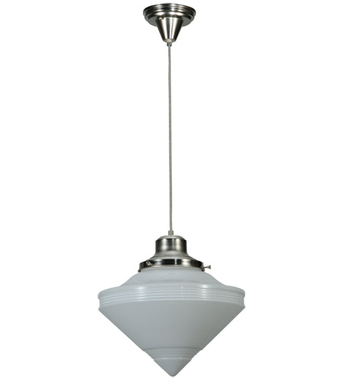 14" Wide Revival Schoolhouse W/Deco Cone Globe Pendant