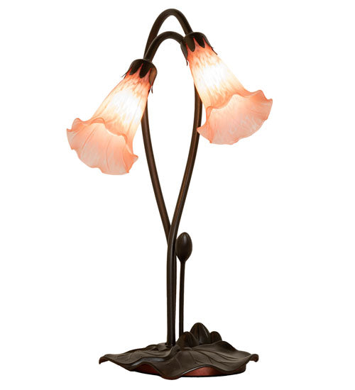 16" High Pink Pond Lily 2 Lt Accent Lamp