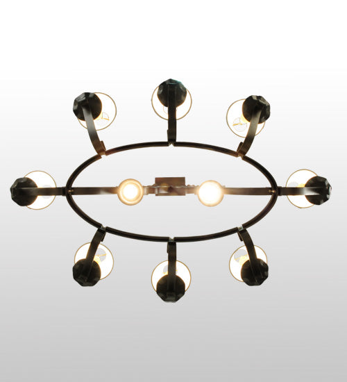 56"L Handforged Oval 8 Lt W/Downlights Chandelier