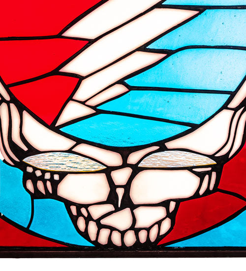 28" Wide X 18" High Greatful Dead Stained Glass Window