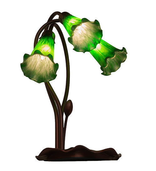 16" High Green Pond Lily 3 Light Accent Lamp