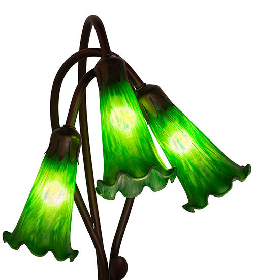 16" High Green Pond Lily 3 Light Accent Lamp