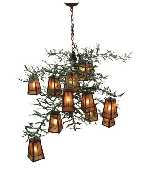 54"W Pine Branch Valley View 12 Lt Chandelier