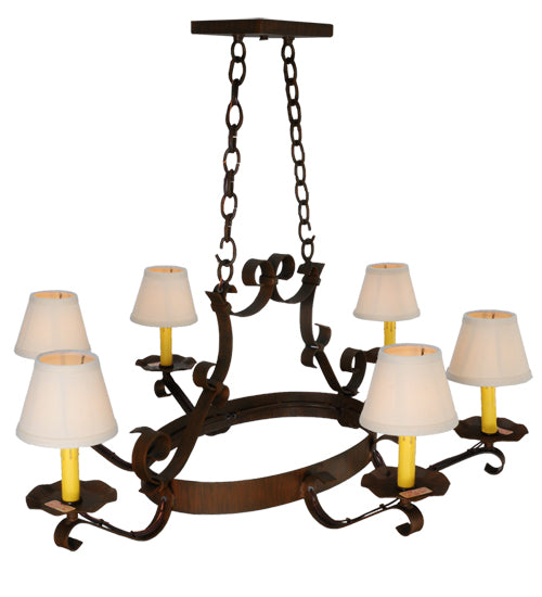 40"L Handforged Oval 6 Lt Chandelier