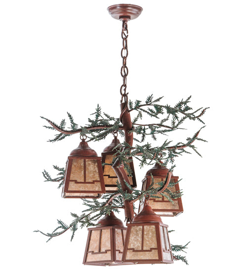 28"W Pine Branch Valley View 5 Lt Chandelier