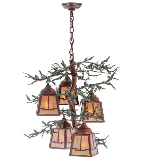 28"W Pine Branch Valley View 5 Lt Chandelier