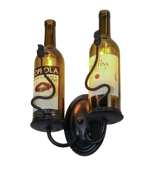 9"W Tuscan Vineyard Personalized 2 Wine Bottle Wall Sconce