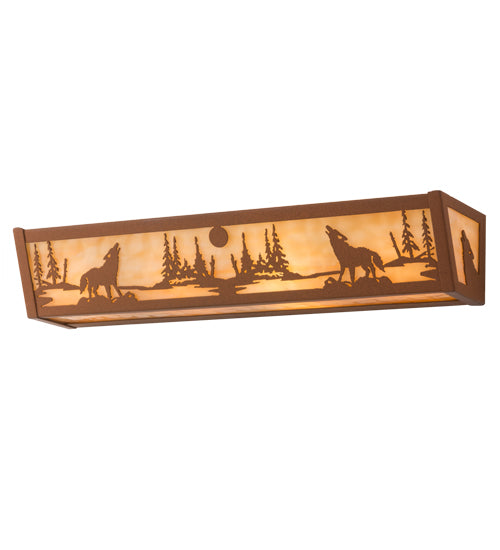 24" Wide Wolf On The Loose Vanity Light