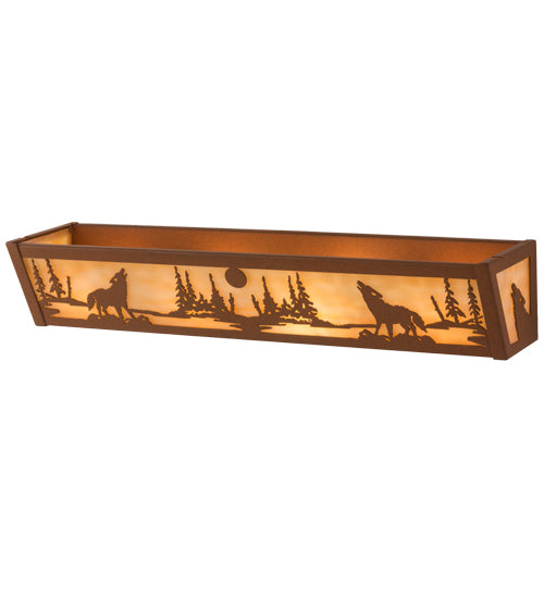 24" Wide Wolf On The Loose Vanity Light