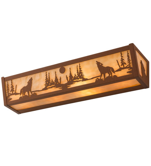 24" Wide Wolf On The Loose Vanity Light