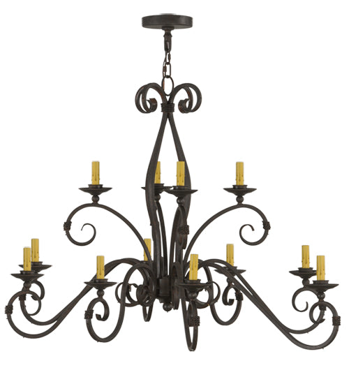 48" Wide Zola 12 Light Two Tier Chandelier