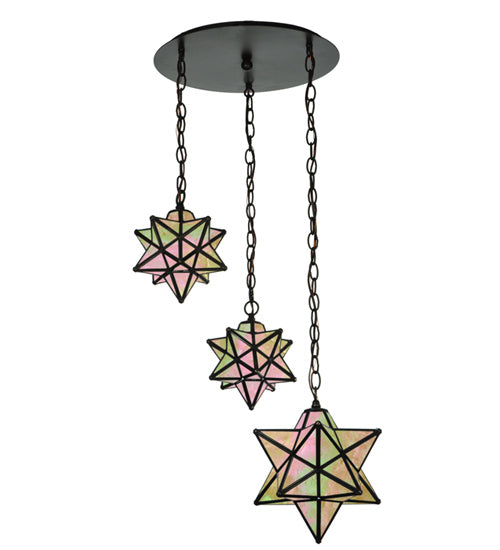 21"W Moravian Star 3 Lt Cascading Pendant