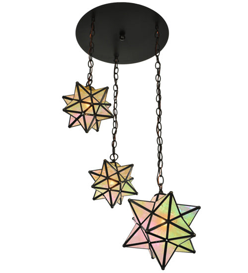 21"W Moravian Star 3 Lt Cascading Pendant