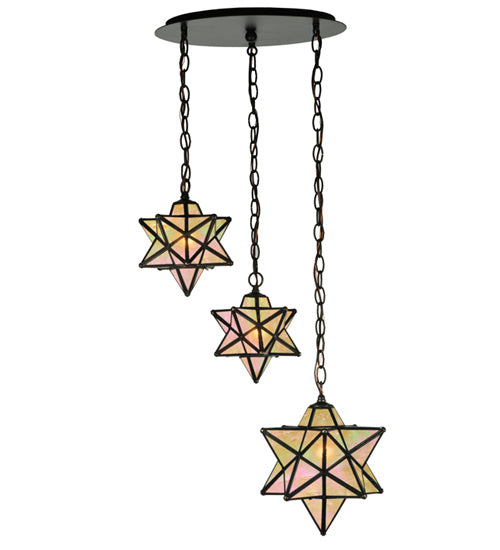 21"W Moravian Star 3 Lt Cascading Pendant