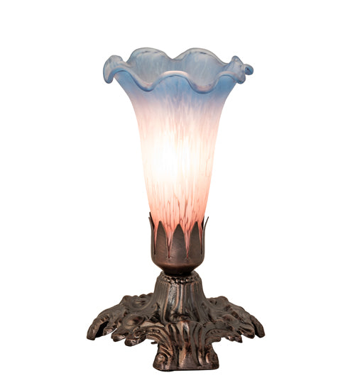 7" High Pink/Blue Tiffany Pond Lily Victorian Mini Lamp