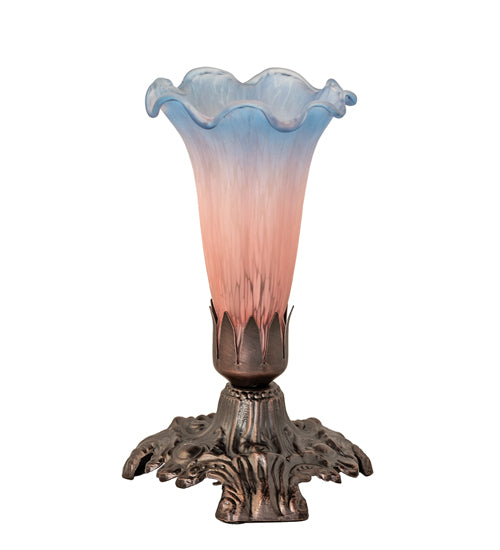 7" High Pink/Blue Tiffany Pond Lily Victorian Mini Lamp