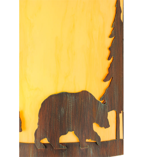 10"W Pine Tree And Bear Wall Sconce