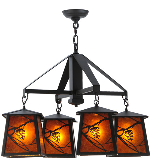 28"W Whispering Pines 4 Lt Chandelier