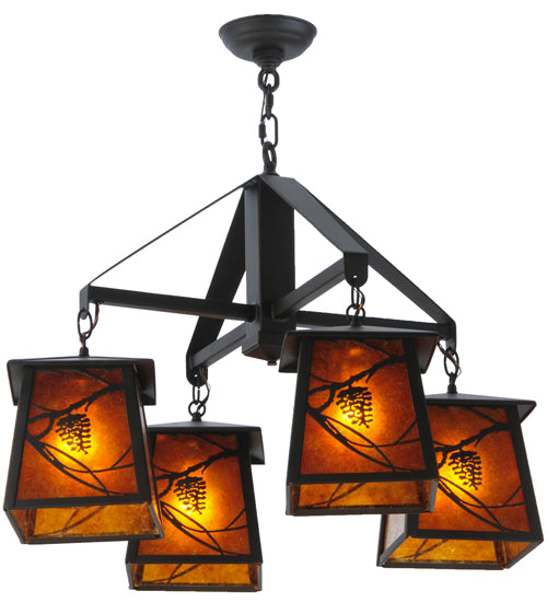 28"W Whispering Pines 4 Lt Chandelier