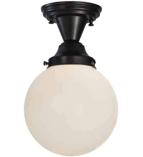 8"W Revival Schoolhouse White Globe Semi-Flushmount