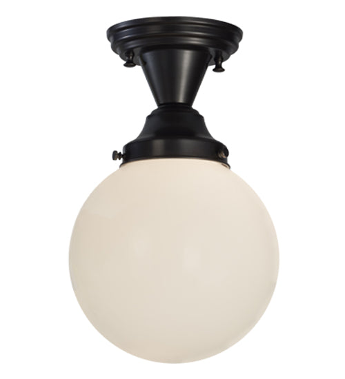 8"W Revival Schoolhouse White Globe Semi-Flushmount