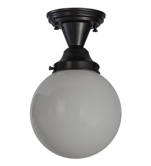 8"W Revival Schoolhouse White Globe Semi-Flushmount