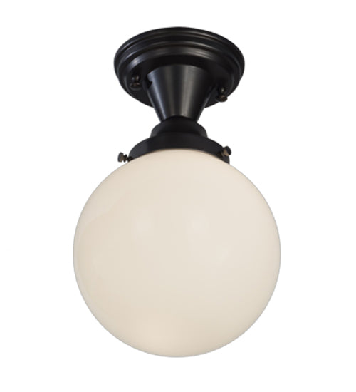 8"W Revival Schoolhouse White Globe Semi-Flushmount