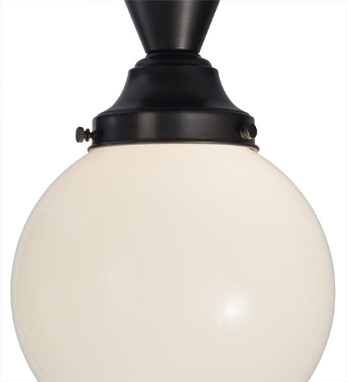 8"W Revival Schoolhouse White Globe Semi-Flushmount