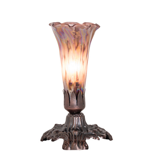 7" High Purple Iridescent Tiffany Pond Lily Mini Lamp