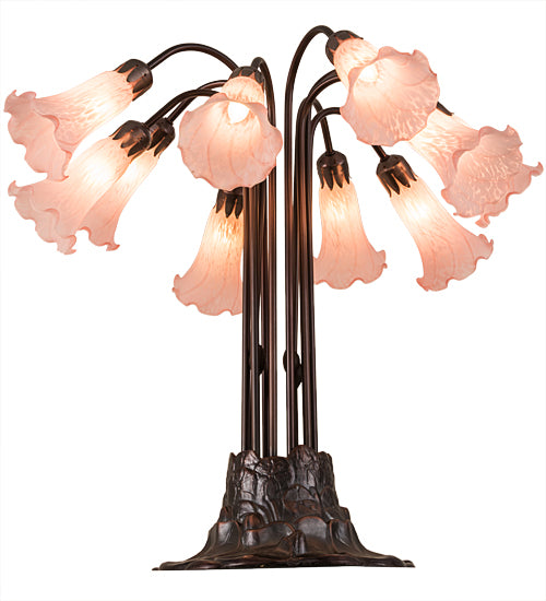 24"H Pink Pond Lily 10 Lt Table Lamp