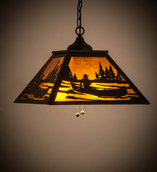 16"Sq Canoe Tall Pines Pendant