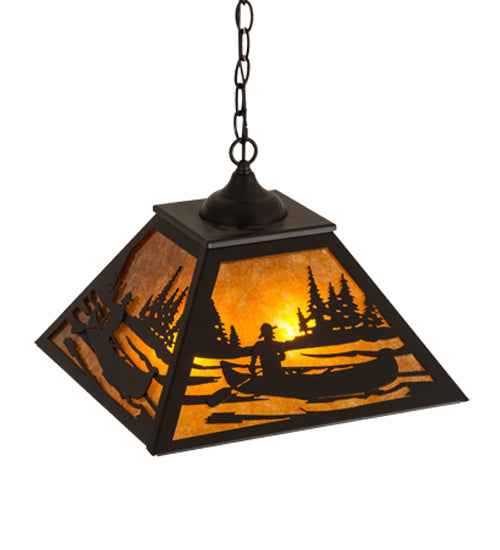 16"Sq Canoe Tall Pines Pendant