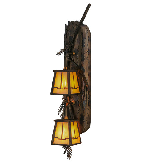 6.5" Wide Pine Branch Valley View 2 Light Wall Sconce