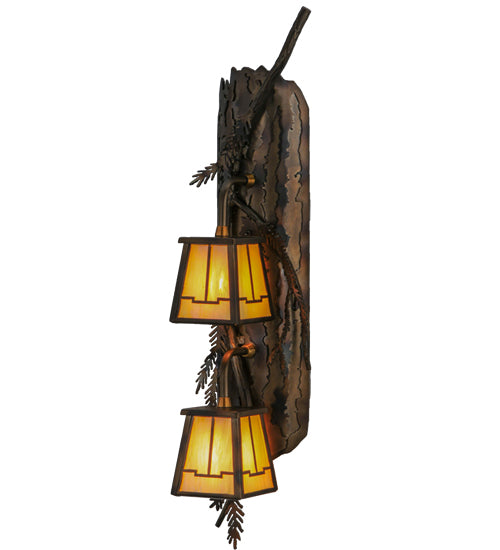 6.5" Wide Pine Branch Valley View 2 Light Wall Sconce